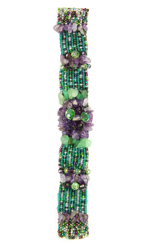 Penelope Bracelet - #288 Purple, Green, Crystal, Double Magnetic Clasp!