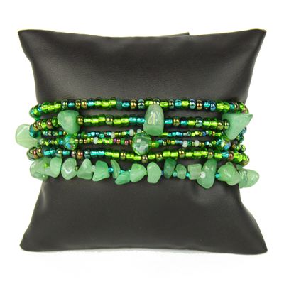 Funky 6 Strand Bracelet - #109 Green, Double Magnetic Clasp!