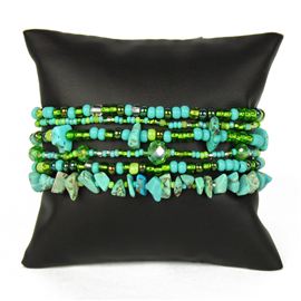 Funky 6 Strand Bracelet - #134 Turquoise and Lime, Double Magnetic Clasp!