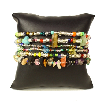 Funky 6 Strand Bracelet - #150 Crystal and Multi, Double Magnetic Clasp!