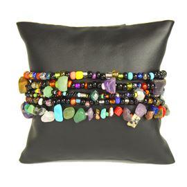 Funky 6 Strand Bracelet - #151 Black and Multi, Double Magnetic Clasp!