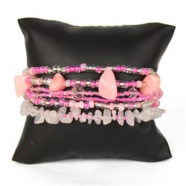 Funky 6 Strand Bracelet - #164 Pink, Double Magnetic Clasp!