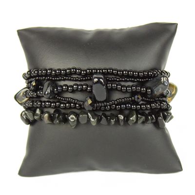 Funky 6 Strand Bracelet - #200 Black, Double Magnetic Clasp!