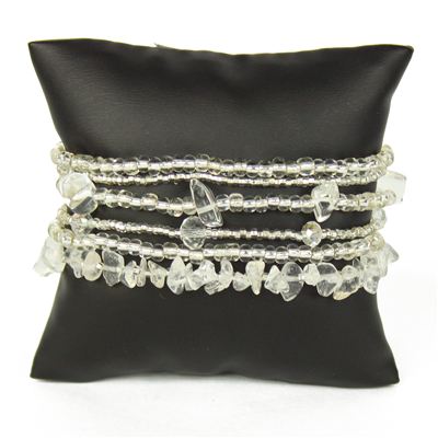 Funky 6 Strand Bracelet - #206 Crystal, Double Magnetic Clasp!