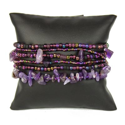 Funky 6 Strand Bracelet - #210 Purple, Double Magnetic Clasp!