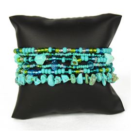 Funky 6 Strand Bracelet - #231 Turquoise, Double Magnetic Clasp!