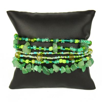 Funky 6 Strand Bracelet - #237 Kelly Green, Double Magnetic Clasp!