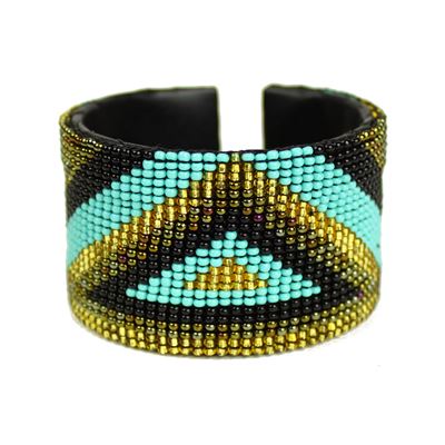 Triangle Cuff - #132 Turquoise and Gold