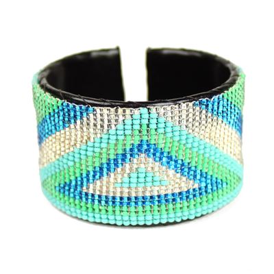 Triangle Cuff - #135 Turquoise and Crystal