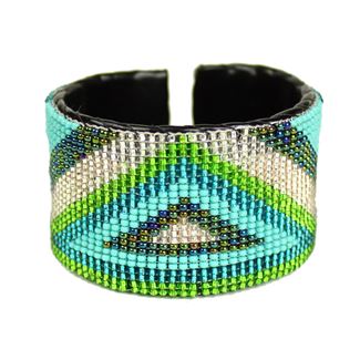 Triangle Cuff - #482 Turquoise, Crystal, Lime