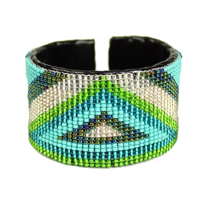 Triangle Cuff - #482 Turquoise, Crystal, Lime