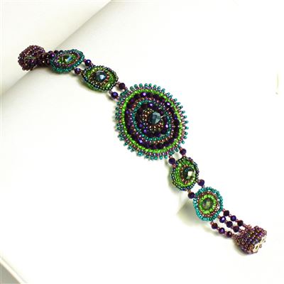 Crystal Canasta Bracelet - #105 Purple and Green, Double Magnetic Clasp!