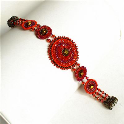 Crystal Canasta Bracelet - #111 Red Garnet, Double Magnetic Clasp!