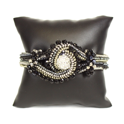 Crystal Knot Bracelet - #102 Black and Crystal, Double Magnetic Clasp!