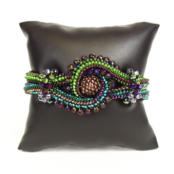 Crystal Knot Bracelet - #105 Purple and Green, Double Magnetic Clasp!
