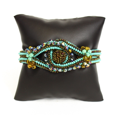Crystal Knot Bracelet - #131 Turquoise and Bronze, Double Magnetic Clasp!