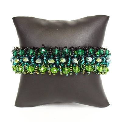 Crystal Rows Bracelet - #109 Green, Double Magnetic Clasp!