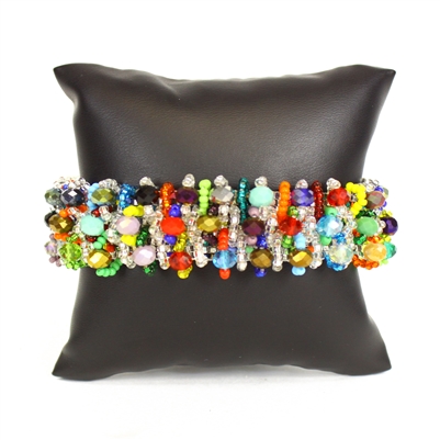 Crystal Rows Bracelet - #150 Multi and Crystal, Double Magnetic Clasp!