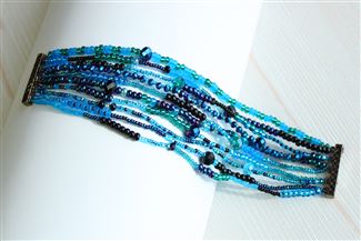 10 Strand Color Block Bracelet - #108 Blue