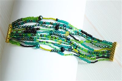 10 Strand Color Block Bracelet - #109 Green