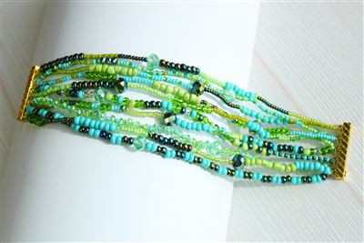 10 Strand Color Block Bracelet - #134 Turquoise and Lime
