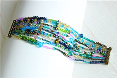 10 Strand Color Block Bracelet - #176 Blue Multi