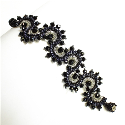 Crystal Luna Bracelet - #102 Black and Crystal, Magnetic Clasp!