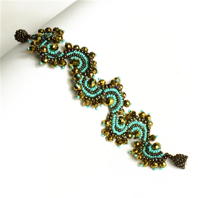 Crystal Luna Bracelet - #131 Turquoise and Bronze, Magnetic Clasp!