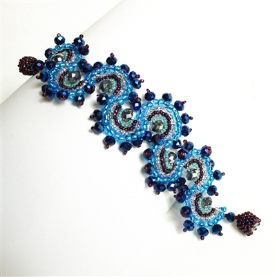 Crystal Luna Bracelet - #506 Blue Iris and Crystal, Magnetic Clasp!