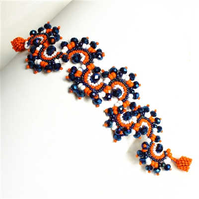 Crystal Luna Bracelet - #519 Orange and Blue, Magnetic Clasp!