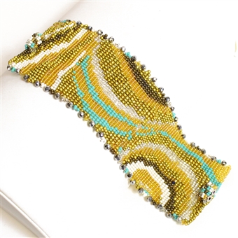Swirl Bracelet - #132 Turquoise and Gold, Double Magnetic Clasp!
