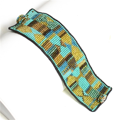 Africana Bracelet - #132 Turquoise and Gold, Double Magnetic Clasp!