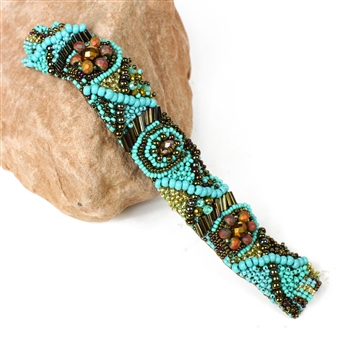 XO Bracelet - #131 Turquoise and Bronze, Double Magnetic Clasp!