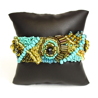 XO Bracelet - #132 Turquoise and Gold, Double Magnetic Clasp!