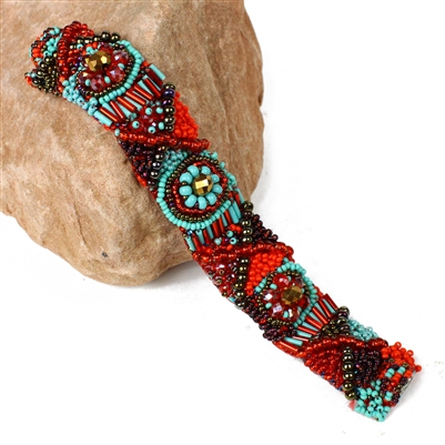 XO Bracelet - #138 Turquoise and Red, Double Magnetic Clasp!