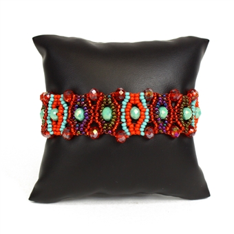 Crystal Eye Bracelet - #138 Turquoise and Red, Magnetic Clasp!