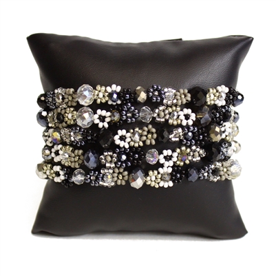 Crystal Daisy Bracelet - #102 Black and Crystal, Double Magnetic Clasp!