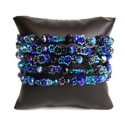 Crystal Daisy Bracelet - #108 Blue, Double Magnetic Clasp!