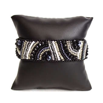 Horizon Bracelet - #102 Black and Crystal, Magnetic Clasp!