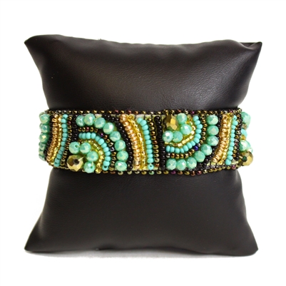 Horizon Bracelet - #132 Turquoise and Gold, Magnetic Clasp!
