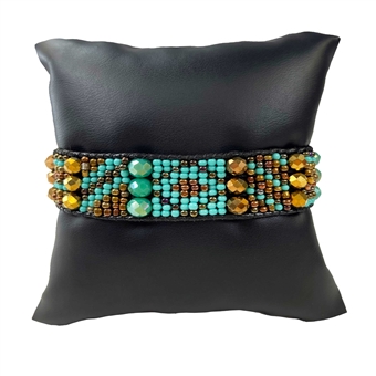 Santa Fe Bracelet - #131 Turquoise and Bronze, Magnetic Clasp!