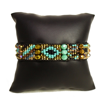 Santa Fe Bracelet - #132 Turquoise and Gold, Magnetic Clasp!