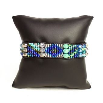 Santa Fe Bracelet - #135 Turquoise and Crystal, Magnetic Clasp!