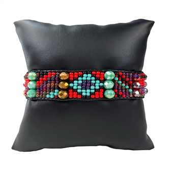 Santa Fe Bracelet - #138 Turquoise and Red, Magnetic Clasp!