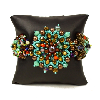 Button Bracelet - #153 Turquoise, Bronze, Multi, Double Magnetic Clasp!