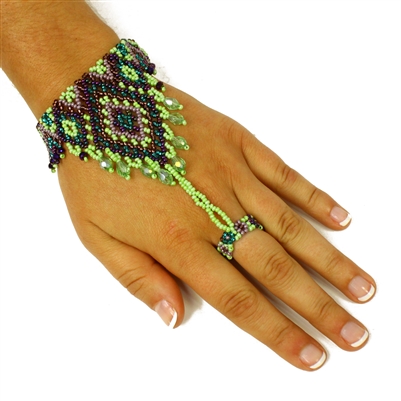 Ring Bracelet - #105 Purple and Green, Magnetic Clasp!