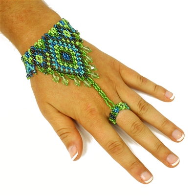 Ring Bracelet - #134 Turquoise and Lime, Magnetic Clasp!