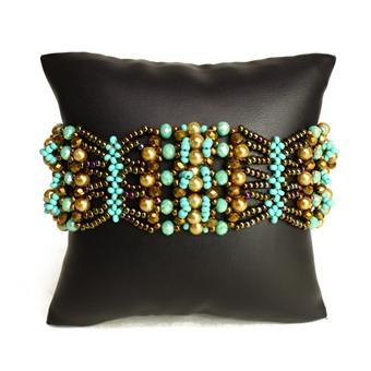 Oyster Bracelet - #131 Turquoise and Bronze, Double Magnetic Clasp!