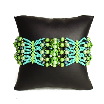 Oyster Bracelet - #134 Turquoise and Lime, Double Magnetic Clasp!