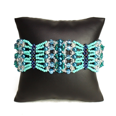 Oyster Bracelet - #135 Turquoise and Crystal, Double Magnetic Clasp!